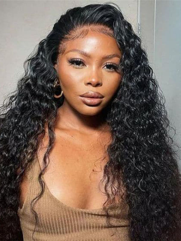 360 Lace Frontal Wigs Deep Wave Pre Plucked Virgin Human Hair Wigs Natural Color