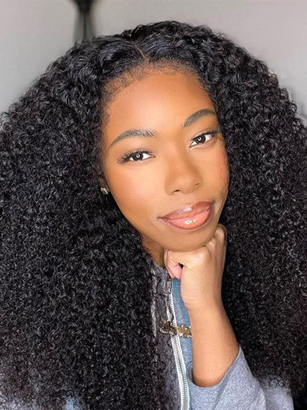 Kinky Curly Wigs With Natural 4C Edges Baby Hair Curly 13x4 Lace Front Wig