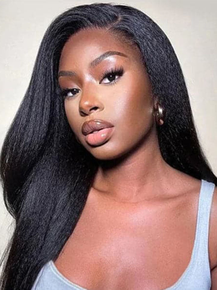 Alipop Kinky Straight 13x4 Lace Front Wig Human Hair Pre Plucked With Baby Hair 150% Density