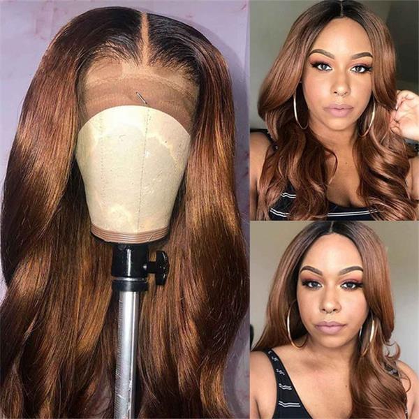 Beginner Friendly Ombre Brown Body Wave Glueless 5x5 Closure Lace Wig