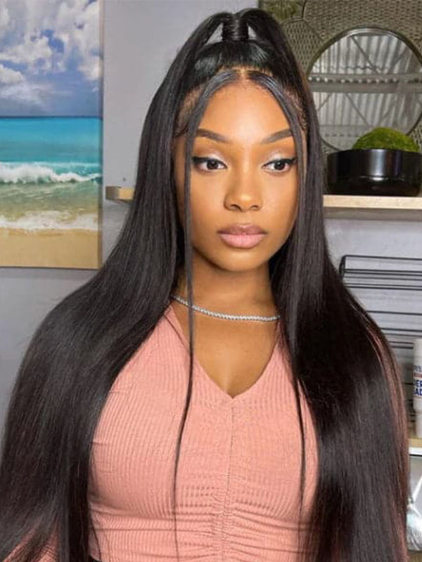 Transparent 13x4 Straight Lace Front Wig Pre Plucked With Baby Hair Natural Hair Wigs