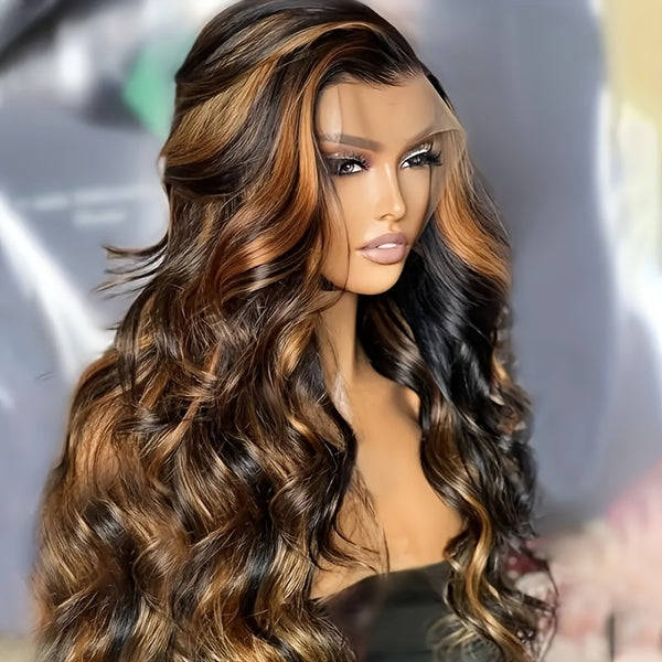 T1B/30 Highlight Body Wave Lace Front Wigs Human Hair 150% Density