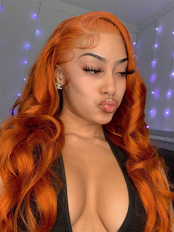 Body Wave Ginger Human Hair 13x4 Lace Front Wigs Remy Hair