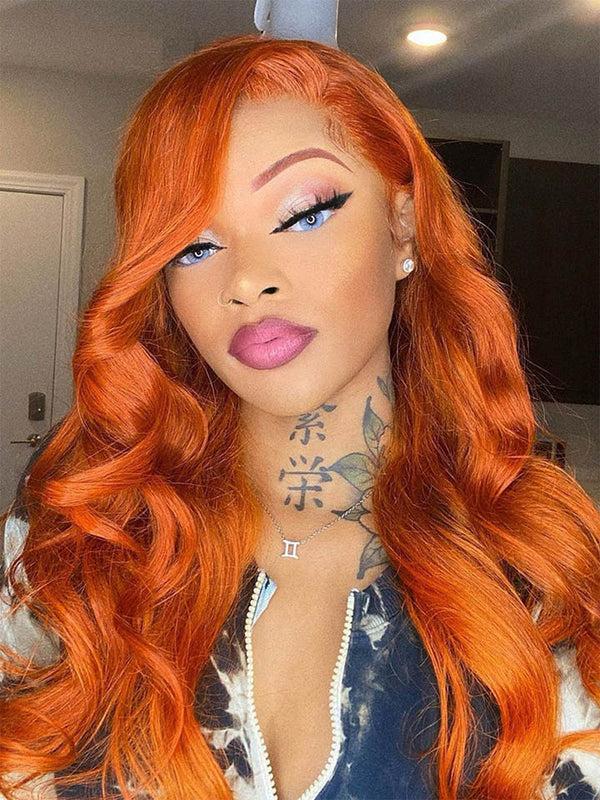 Body Wave Ginger Human Hair 13x4 Lace Front Wigs Remy Hair