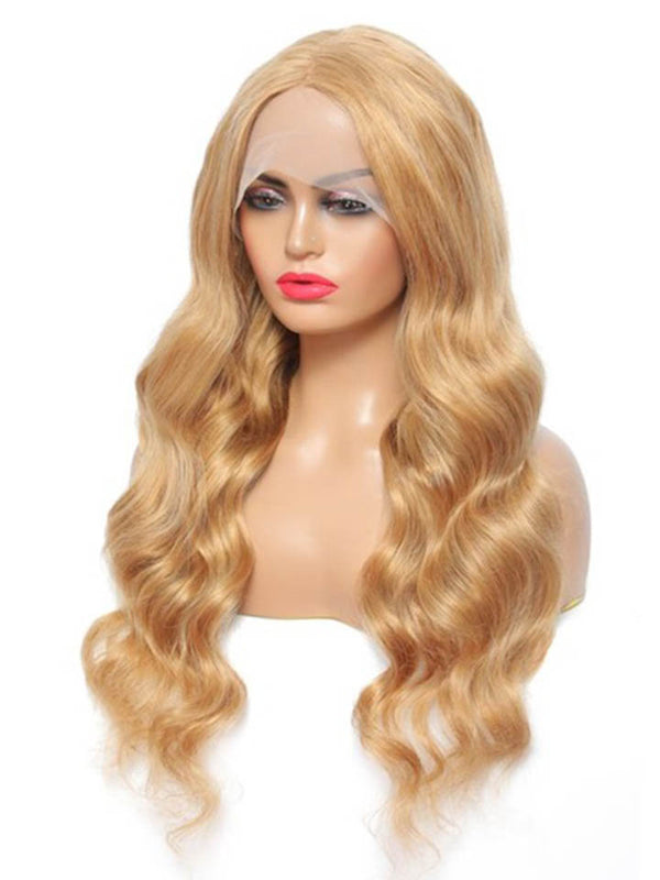 Body Wave 13x4 Lace Wigs #27 Colored Honey Blonde Human Hair Wigs Pre-plucked With Baby Hair