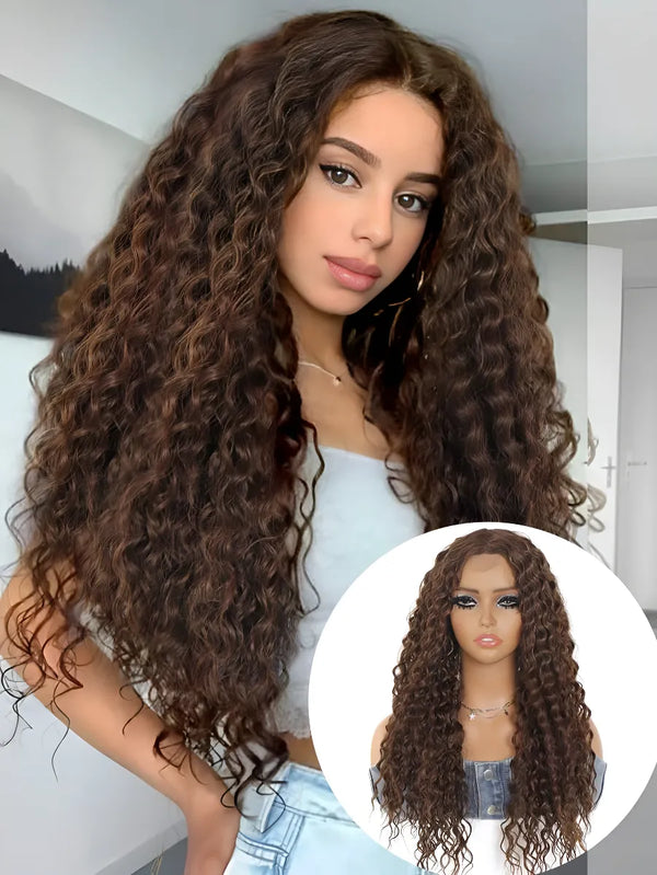 Deep Wave 180% Density Light Brown Wig T Part Wig Human Hair Wigs