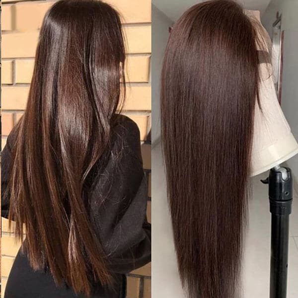Flash Sale Dark Brown Colored Wigs Straight Human Hair Wig