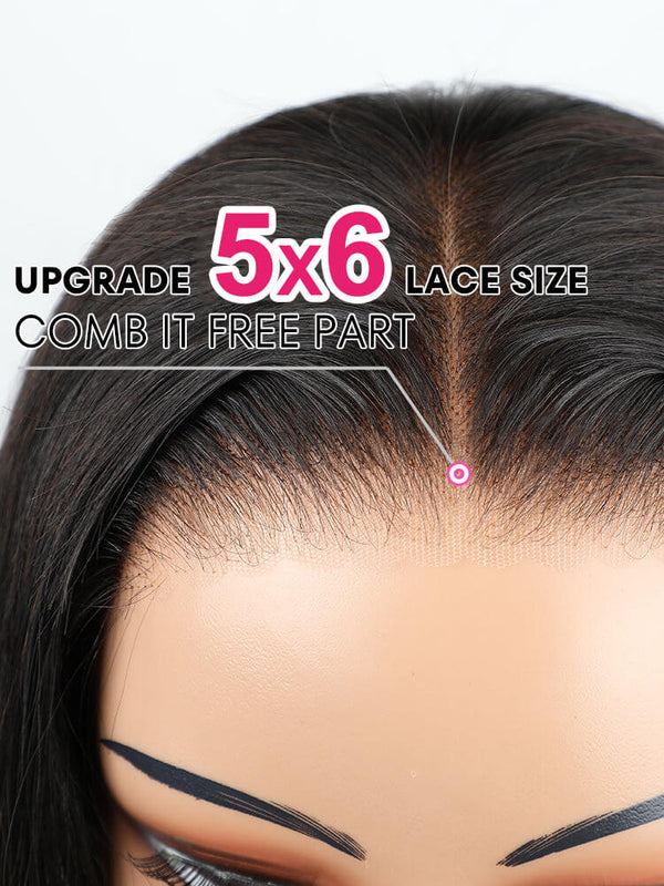 Glueless 6x5 Undetectable HD Lace Closure Straight Wig 100% Human Hair | Pre-bleached Knots