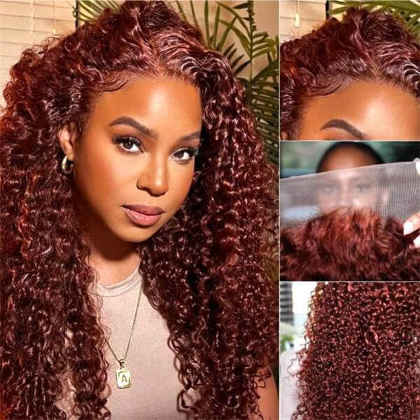 Alipop 33 Reddish Brown Auburn Transparent 13X4 Lace Frontal Wig