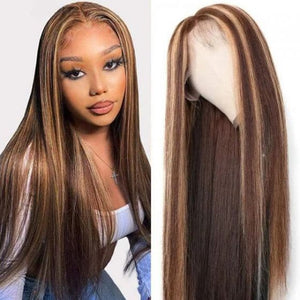 Alipop Straight Highlight Colored T Part Wig With Baby Hair 