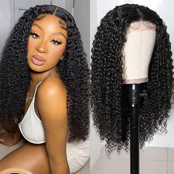 Alipop Deep Curly Wig 4x4 Lace Closure Wigs Brazilian Curly Wig Human Hair Pre Plucked with Natural Color