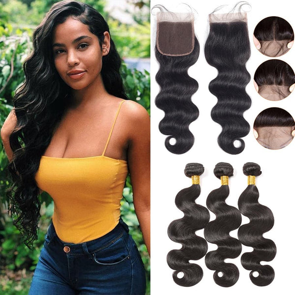 Alipop Body Wave 3 Bundles With Closure Virgin Human Hair With Closure Virgin Human Hair Weave Bundles With Lace Closure