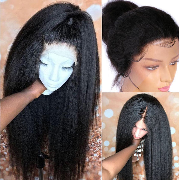 Alipop Kinky Straight 13x4 Lace Front Wig Human Hair Pre Plucked With Baby Hair