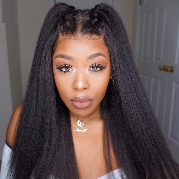 Alipop Kinky Straight 13x4 Lace Front Wig Human Hair Pre Plucked With Baby Hair