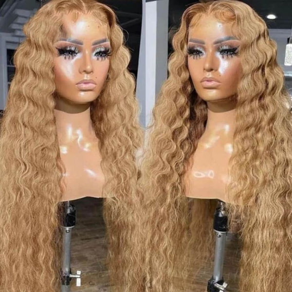 Transparent 13x4 Lace Front Wig Loose Deep Wave #27 Honey Blonde Wig