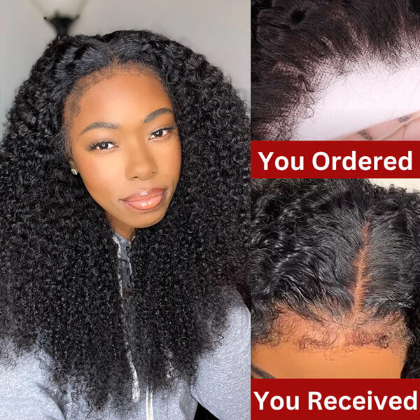 Undetectable Kinky Curly 4C Edges Kinky Edges 13x4 Frontal Lace Glueless Wig