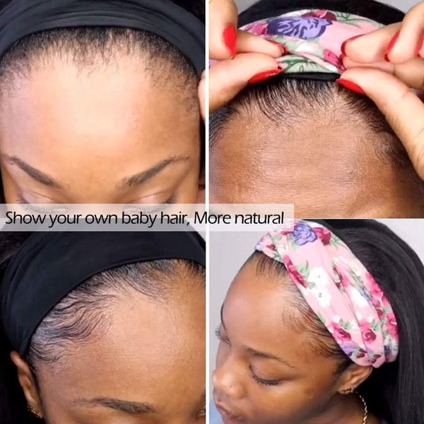 Headband Wigs Water Wave Human Hair Wigs For Black Women Glueless Wigs