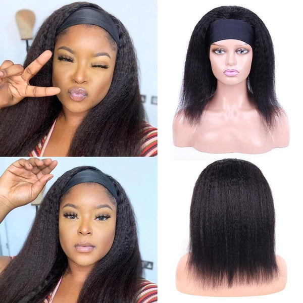 Alipop Kinky Straight Headband Wig Glueless Human Hair Headband Wigs for Women