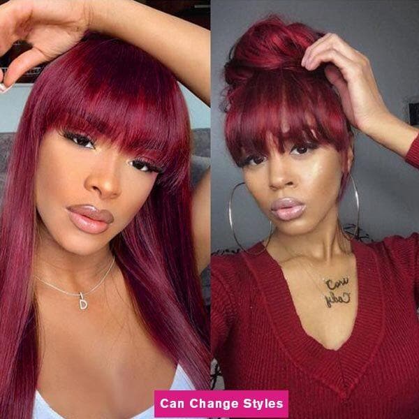 alipop red Straight Wigs With Bangs