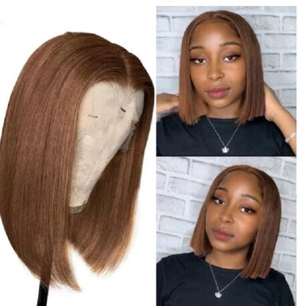 Alipop Straight Bob Wig Brown Color 4X4 Closure Lace Wigs Pre Plucked Human Hair Wigs