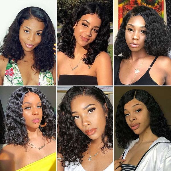 Bob Wigs 4x4 Lace Closure Human Hair Wigs Pre Plucked Natural Color Human Bob Wigs With Bouncy Curly Hair