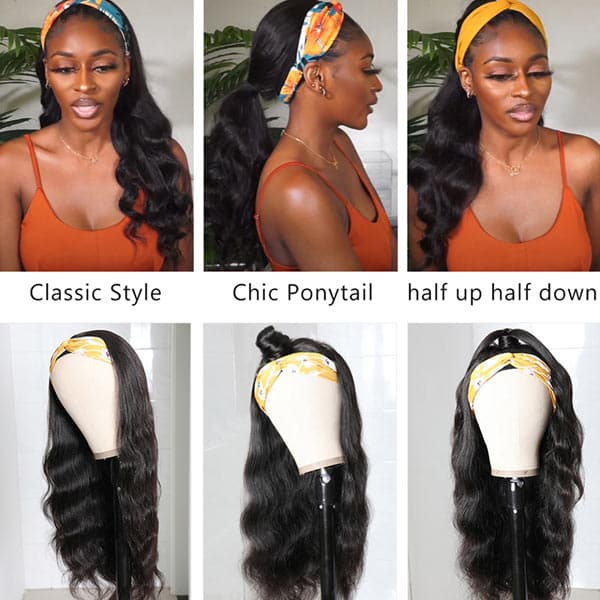 Headband Wigs Body Wave Glueless Human Hair Wigs For Black Women