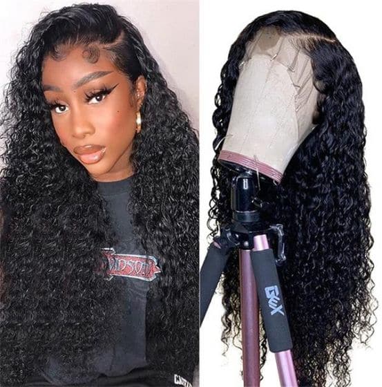 Alipop Hair 13x4 Lace Front 180% Density Deep Curly Wig Pre Plucked Natural Hair Wigs