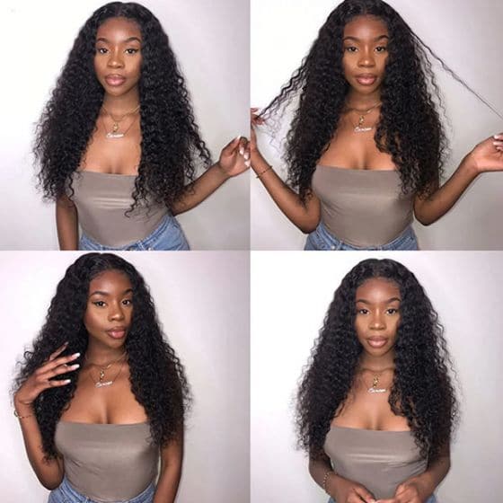Deep Wave T Part Lace Wig Pre Plucked Human Hair Wigs with Baby Hair