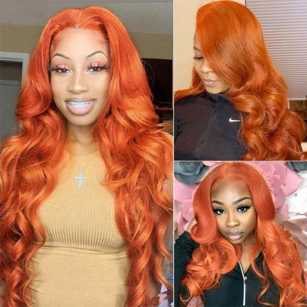 Alipop Ginger Orange 4x4 Lace Closure Wig Body Wave Ginger Wig Human Hair Wigs