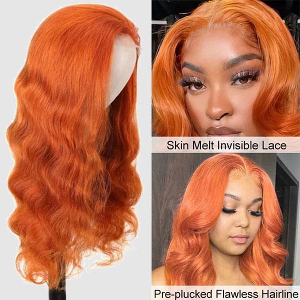 Alipop Ginger Orange 4x4 Lace Closure Wig Body Wave Ginger Wig Human Hair Wigs