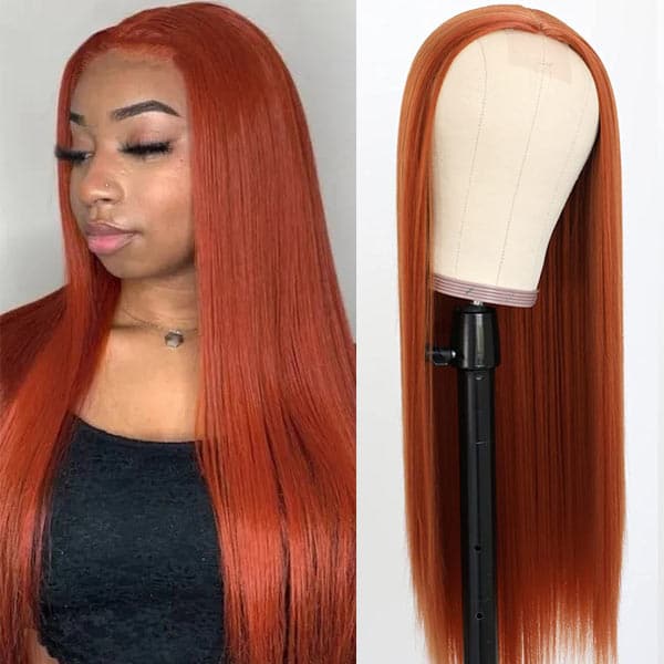 Ginger Wig Straight Transparent 4x4 Lace Closure Wig Glueless Wig