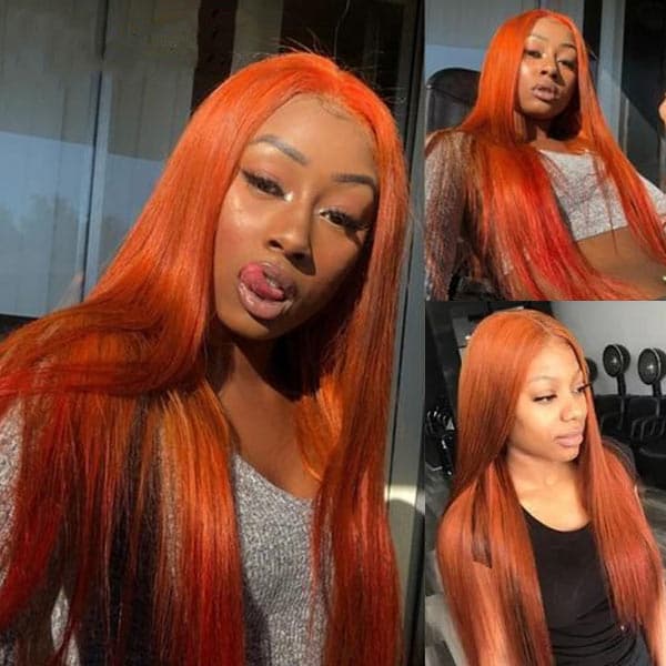 Ginger Wig Straight Transparent 4x4 Lace Closure Wig Glueless Wig