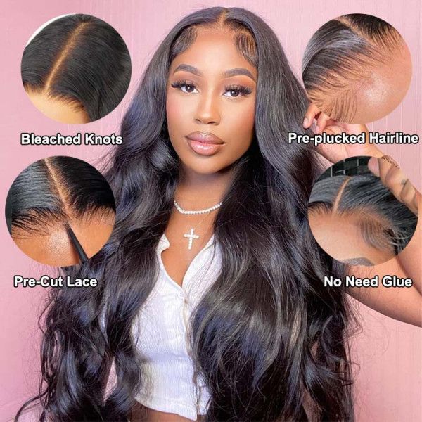 Body Wave Glueless Undetectable 5x5 Lace Closure Wig Pre-Plucked With Baby Hair