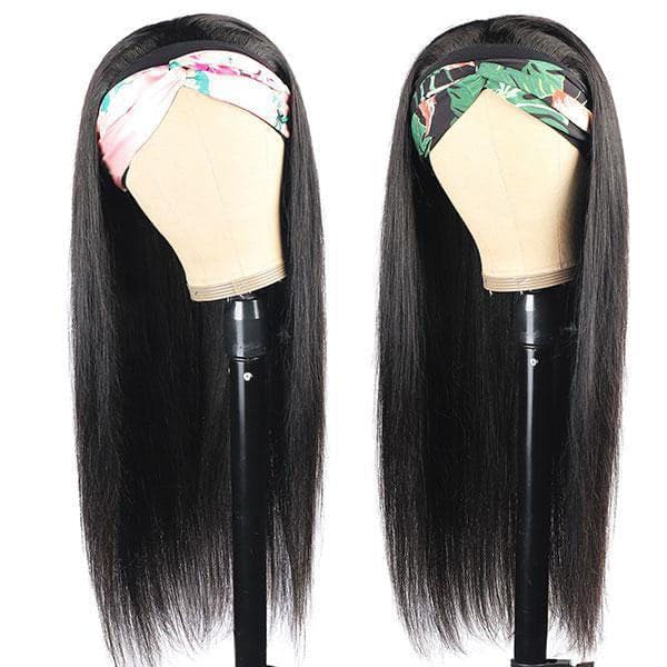 Straight Headband Wig Human Hair Wigs Brazilian Virgin Hair Glueless None Lace Front Wig