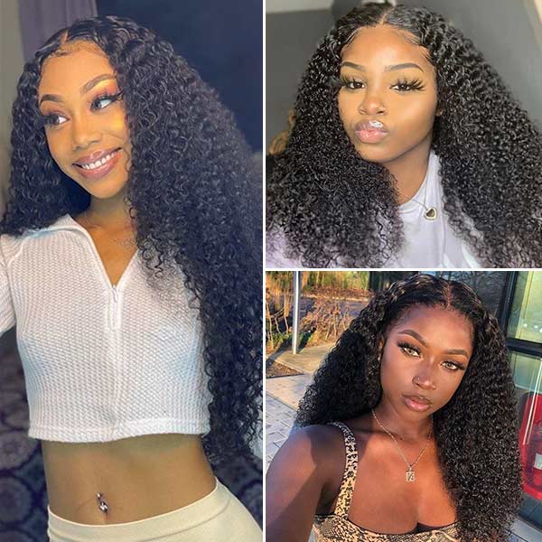 Alipop T Part Lace Wig Glueless Lace Kinky Curly Human Hair Wigs