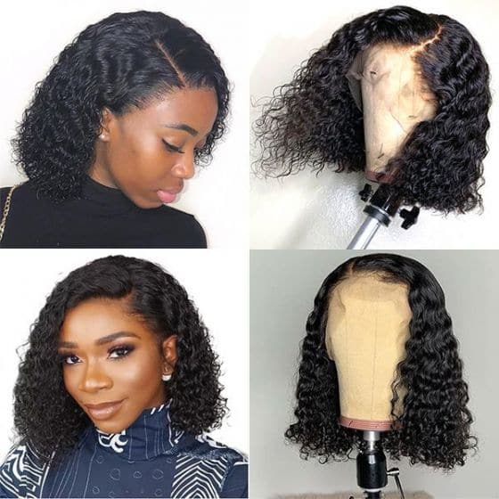 Bob Wigs 4x4 Lace Closure Human Hair Wigs Pre Plucked Natural Color Human Bob Wigs With Bouncy Curly Hair