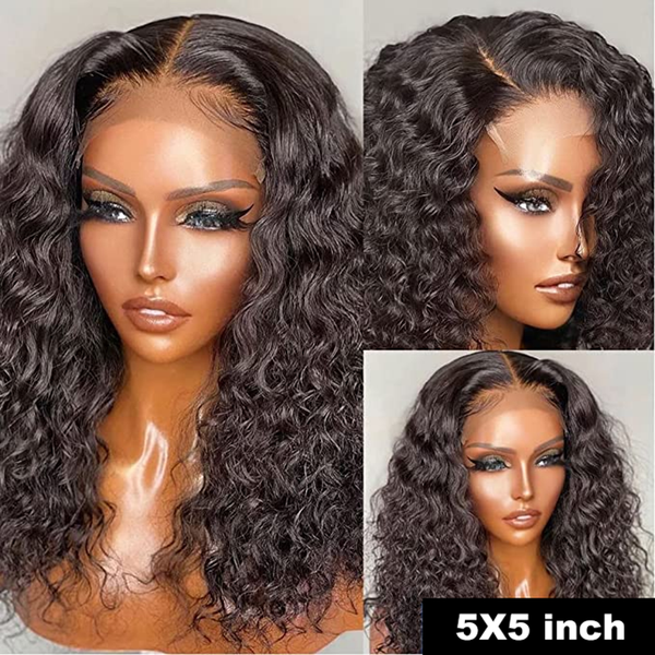 Alipop Kinky Curly 5X5 Lace Closure Wig Bob Wig HD Lace Wigs Short Hair
