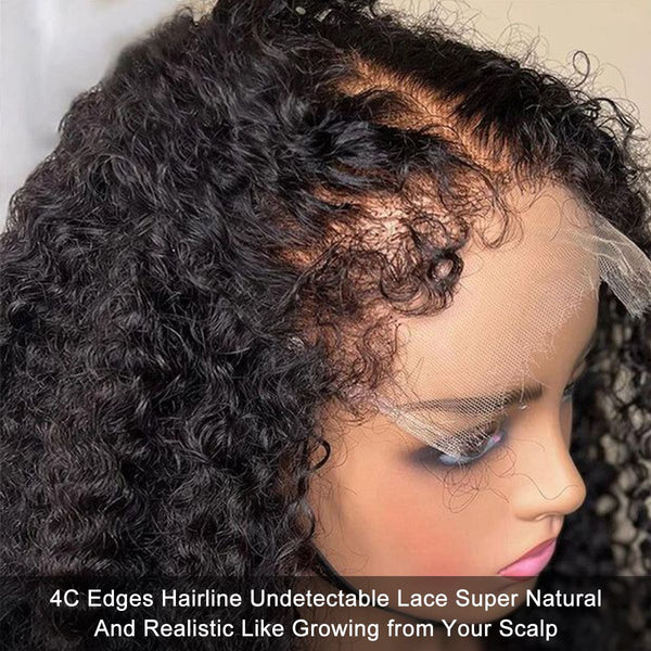 Realistic Kinky Curly 5X5 Lace Closure Wig With Natural 4C Curly Hairline For Women 2023