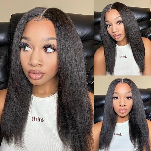 Alipop V Part Wigs Virgin Human Hair Kinky Straight No Leave Out Natural Color