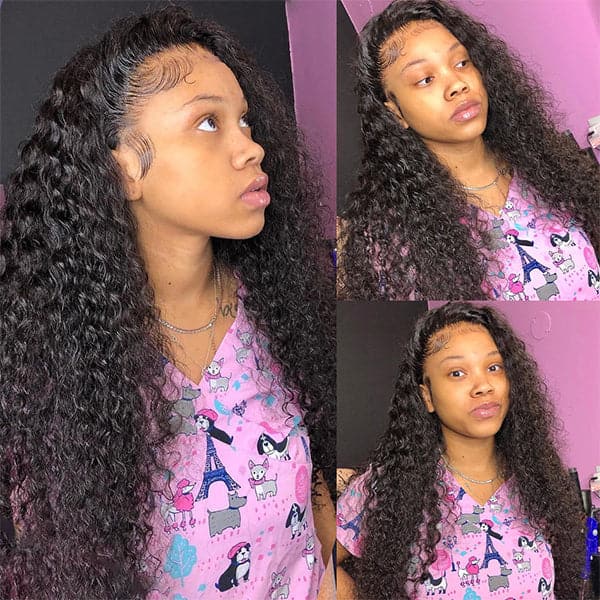 Alipop 13x6 transparent lace front wig kinky curly human hair wig