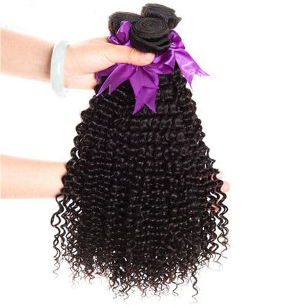 Alipop Hair Kinky Curly 3 Bundles with Lace Closure 100% Unprocessed Brazilian Kinky Curly Hair Weave Bundles Natural Color