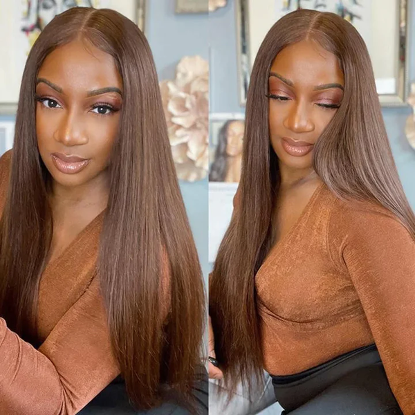 Alipop Hair Light Brown Wig Straight Human Hair Wig Lace Front Wigs Colored Wigs And Lace Closure Wig