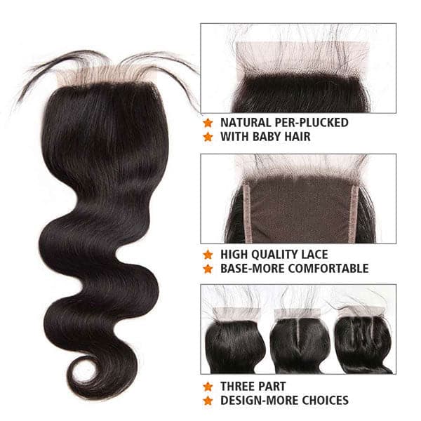 Alipop Hair 4 Bundles Body Wave Hair 100% Unprocessed  4 Bundles With Lace Closure