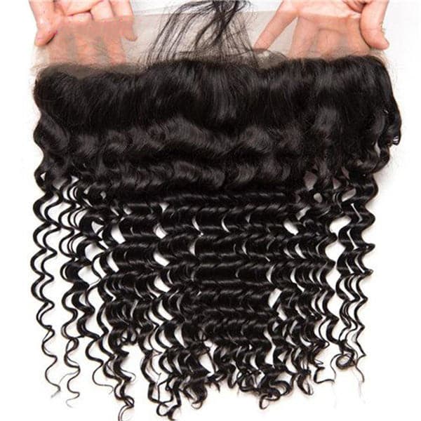 Alipop Hair Deep Wave 3 Bundles with Frontal 100% Virgin Human Hair  Natural Color