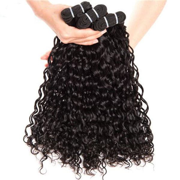 Alipop Water Wave 3 Bundles with Closure 100% Virgin Wet and Wavy Hair Bundles With Lace Closure Natural Color