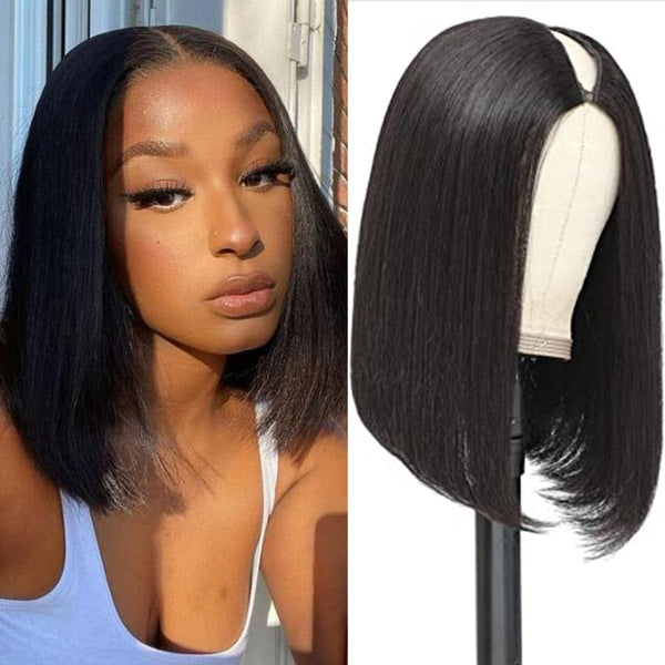 V Part Wig Pay 1 Get 2 Wigs Curly Bob Wig And Straight Bob Wig