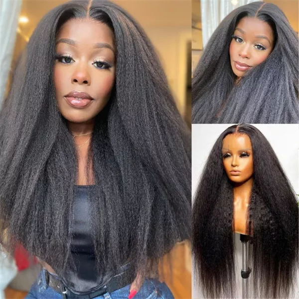 Alipop Kinky Straight 13x6 Lace Frontal Wig Transparent Lace Wig 100% Human Hair Wigs