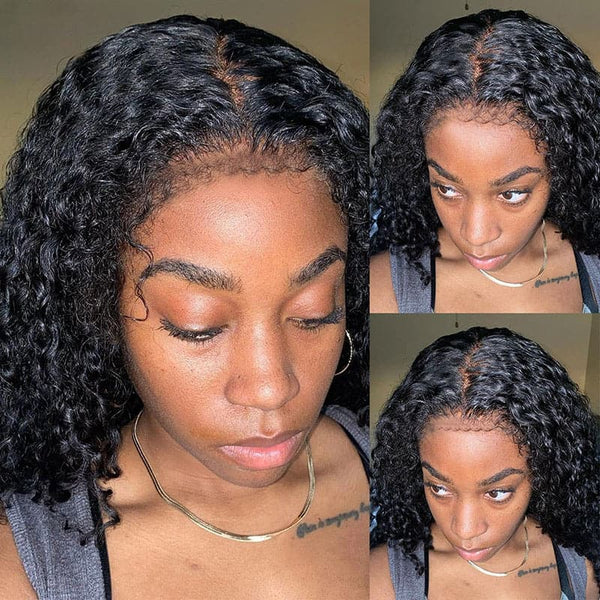 Kinky Curly Wigs With Natural 4C Edges Baby Hair Curly 13x4 Lace Front Wig