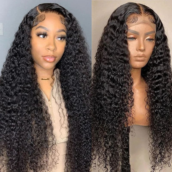 Alipop Hair 13x4 Lace Front 180% Density Deep Curly Wig Pre Plucked Natural Hair Wigs
