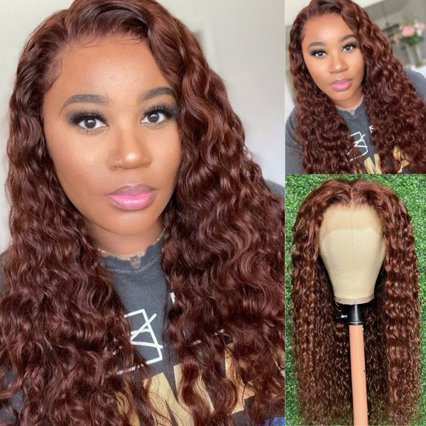 Alipop 33 Red Brown Auburn Water Wave Wig